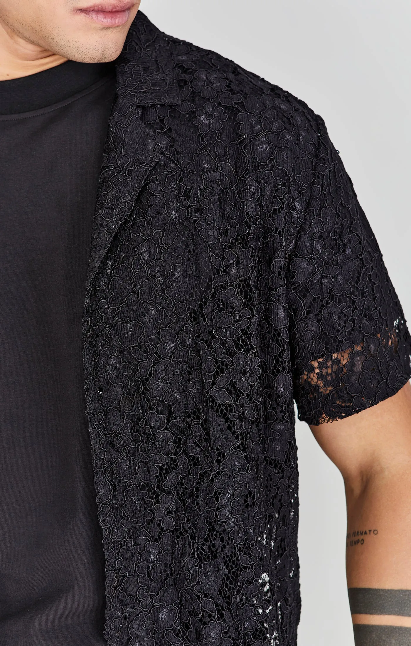 Black Lace Resort Shirt sold by Siksilk product image thumbnail 3