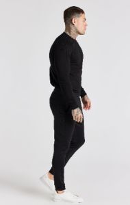Black Embroidered Cuffed Track Pant sold by Siksilk