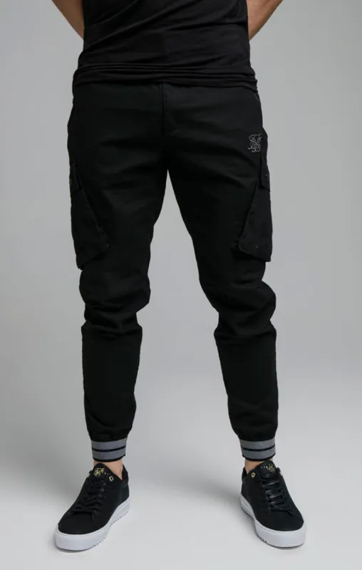 Black Elasticated Cuff Cargo Pant sold by Siksilk