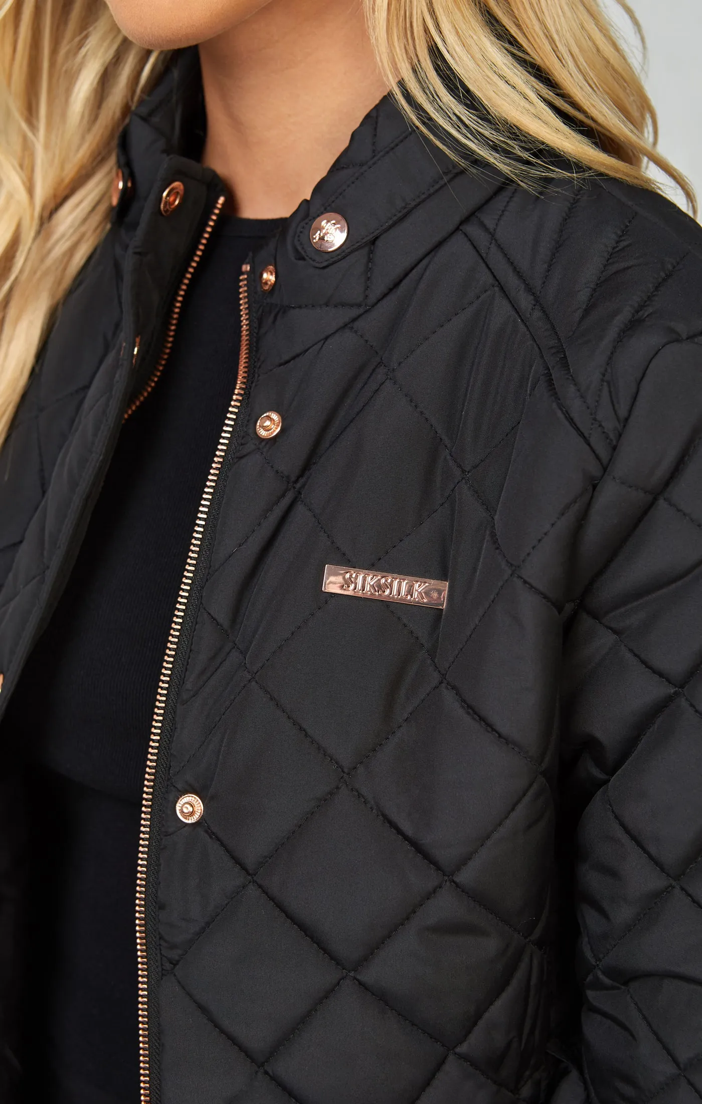 Black Belted Quilted Jacket sold by Siksilk product image thumbnail 3