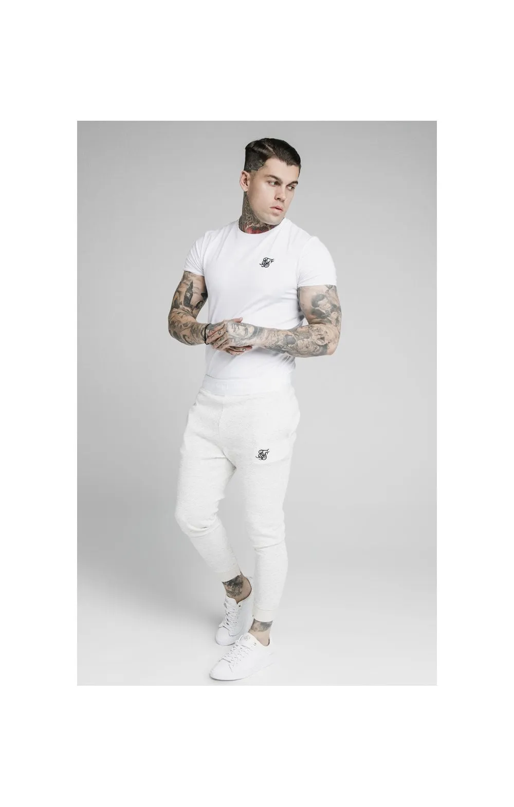 SikSilk Agility Textured Tape Track Pants - Snow Marl sold by Siksilk product image thumbnail 3