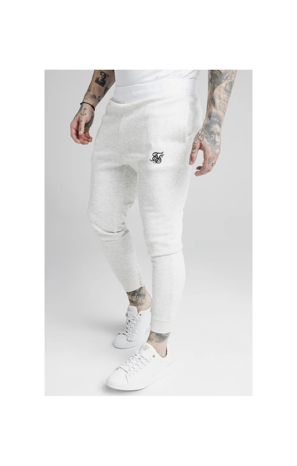 SikSilk Agility Textured Tape Track Pants - Snow Marl sold by Siksilk