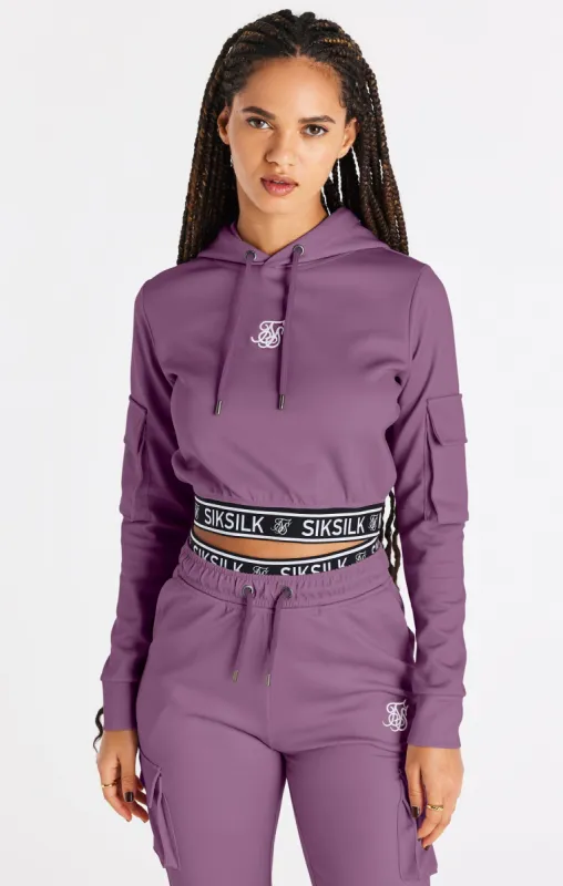 SikSilk Cargo Cropped Hoodie - Pink sold by Siksilk