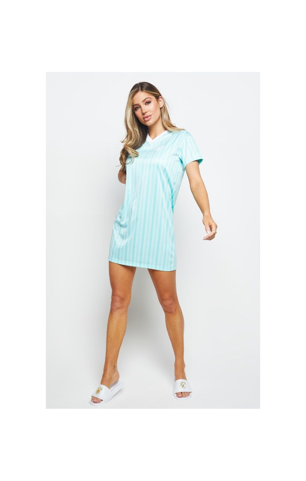 SikSilk Stripe Print T-Shirt Dress - Aqua sold by Siksilk product image thumbnail 6