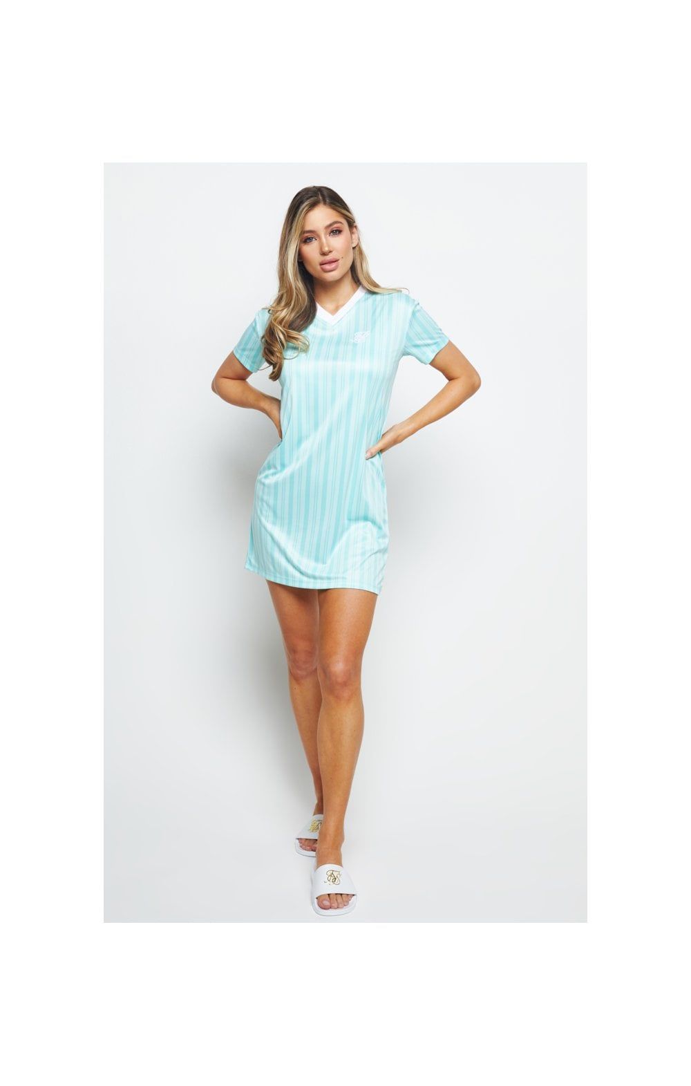 SikSilk Stripe Print T-Shirt Dress - Aqua sold by Siksilk product image thumbnail 5
