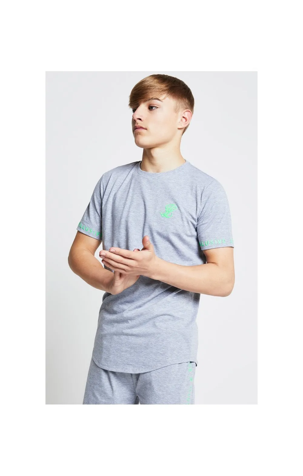 Illusive London Tee – Grey & Neon Green sold by Siksilk