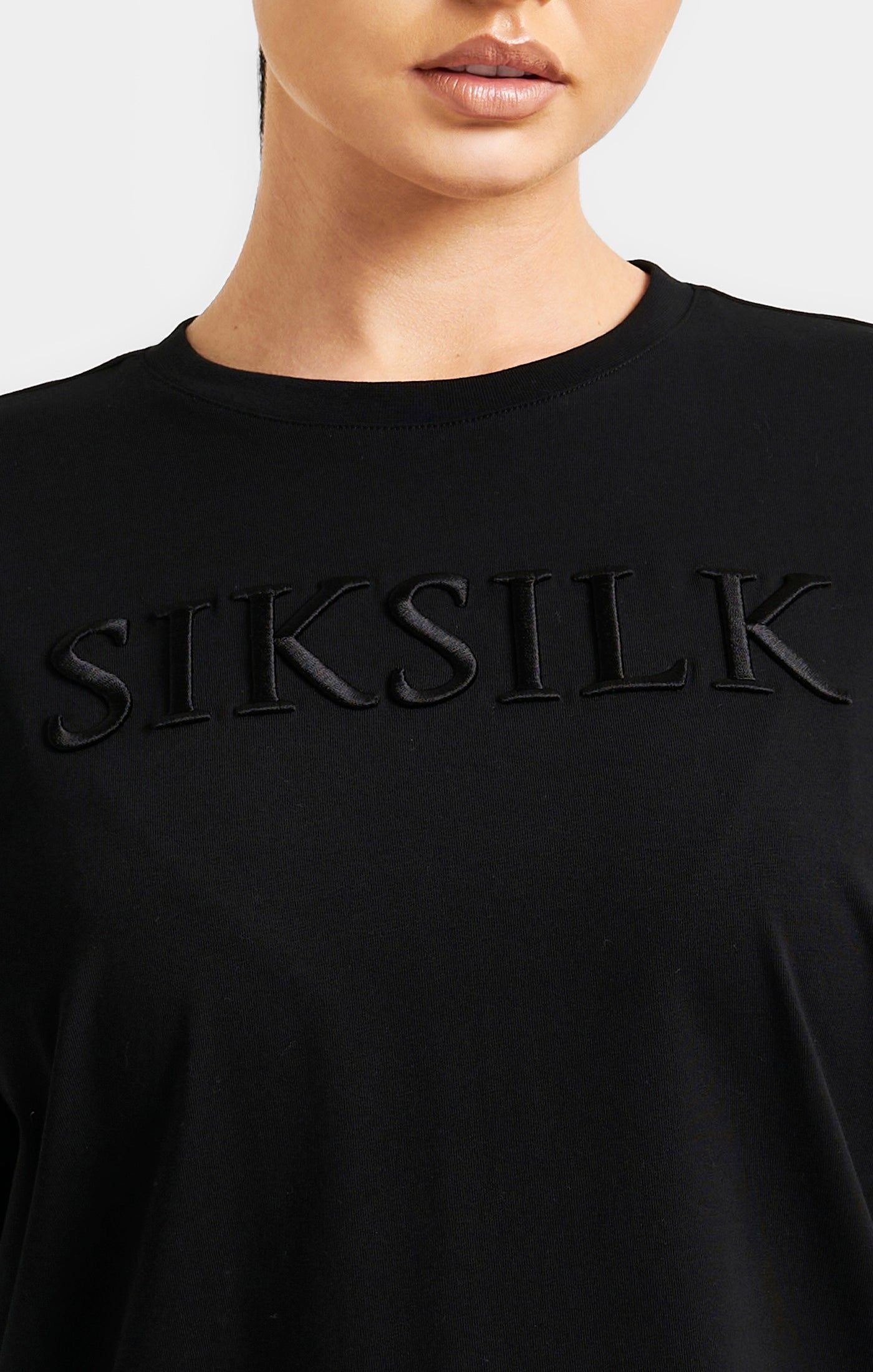 Black Embroidered Boyfriend T-Shirt sold by Siksilk product image thumbnail 2