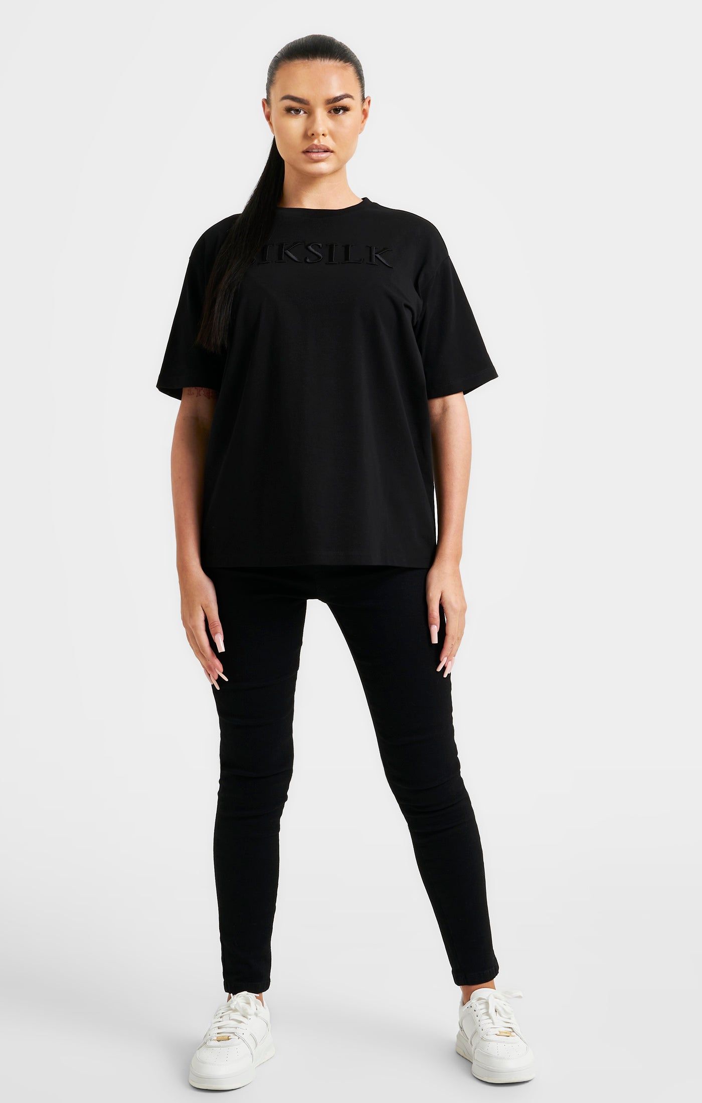 Black Embroidered Boyfriend T-Shirt sold by Siksilk product image thumbnail 3