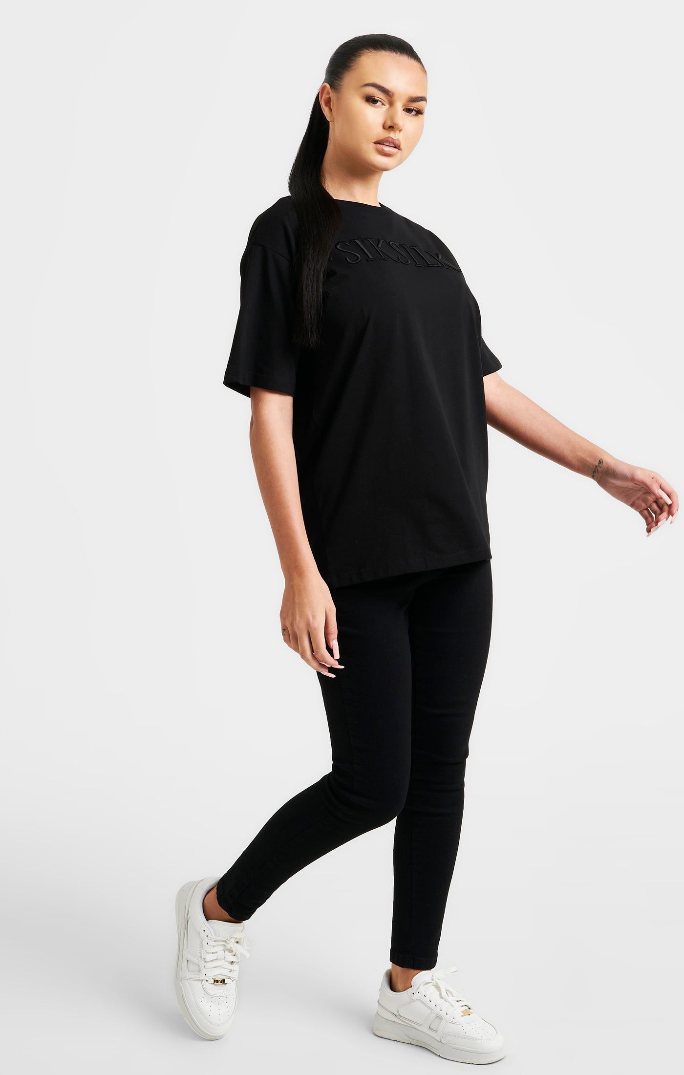 Black Embroidered Boyfriend T-Shirt sold by Siksilk product image thumbnail 4