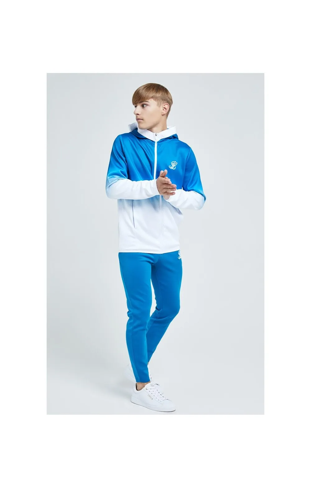Illusive London Elevate Agility Zip Through Hoodie - Blue & White sold by Siksilk product image thumbnail 4