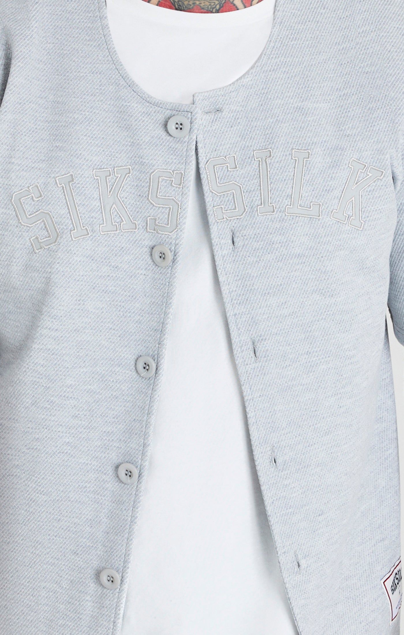 Grey Marl Applique Logo Baseball Jersey sold by Siksilk product image thumbnail 2