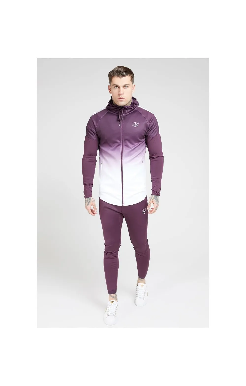 SikSilk Athlete Hybrid Zip Through Hoodie – Rich Burgundy Fade sold by Siksilk product image thumbnail 4