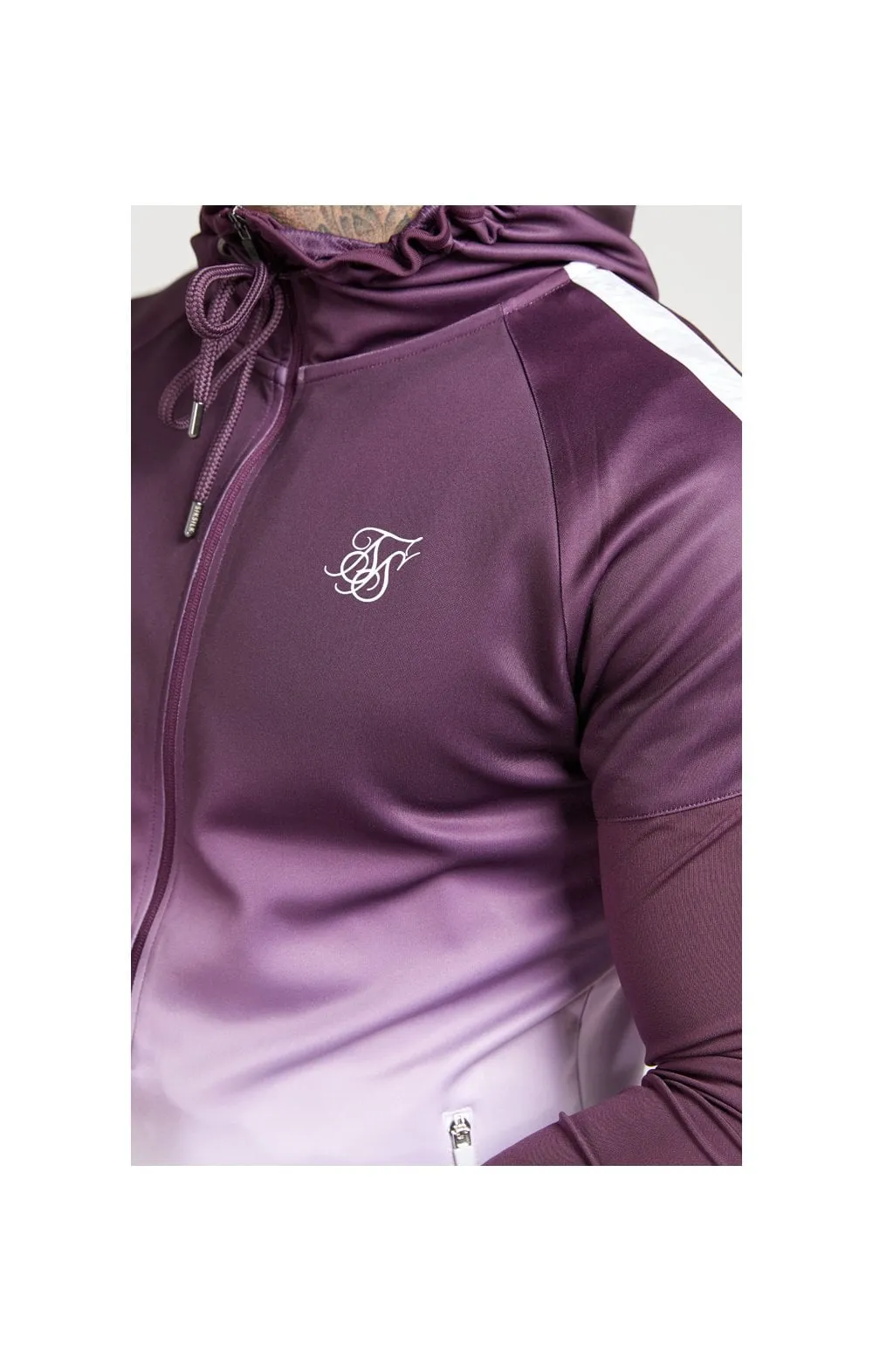 SikSilk Athlete Hybrid Zip Through Hoodie – Rich Burgundy Fade sold by Siksilk