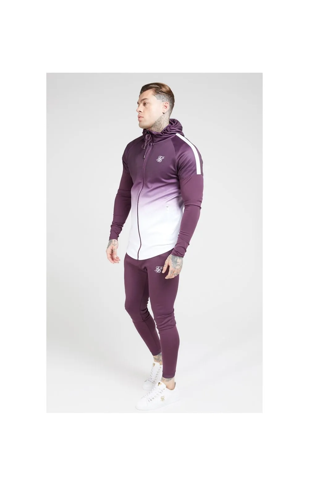 SikSilk Athlete Hybrid Zip Through Hoodie – Rich Burgundy Fade sold by Siksilk product image thumbnail 5