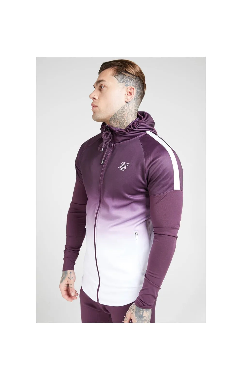 SikSilk Athlete Hybrid Zip Through Hoodie – Rich Burgundy Fade sold by Siksilk product image thumbnail 2