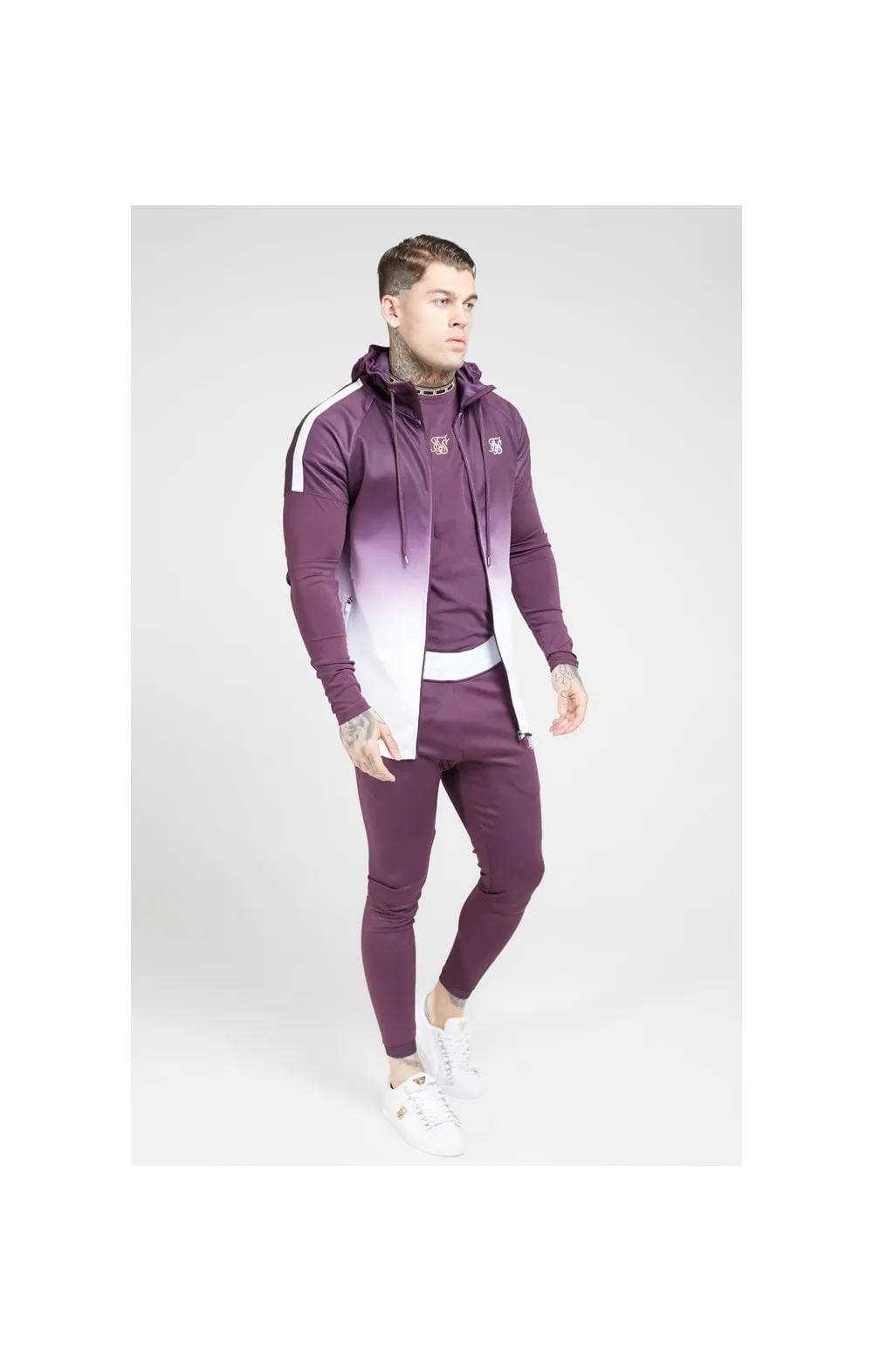 SikSilk Athlete Hybrid Zip Through Hoodie – Rich Burgundy Fade sold by Siksilk product image thumbnail 3