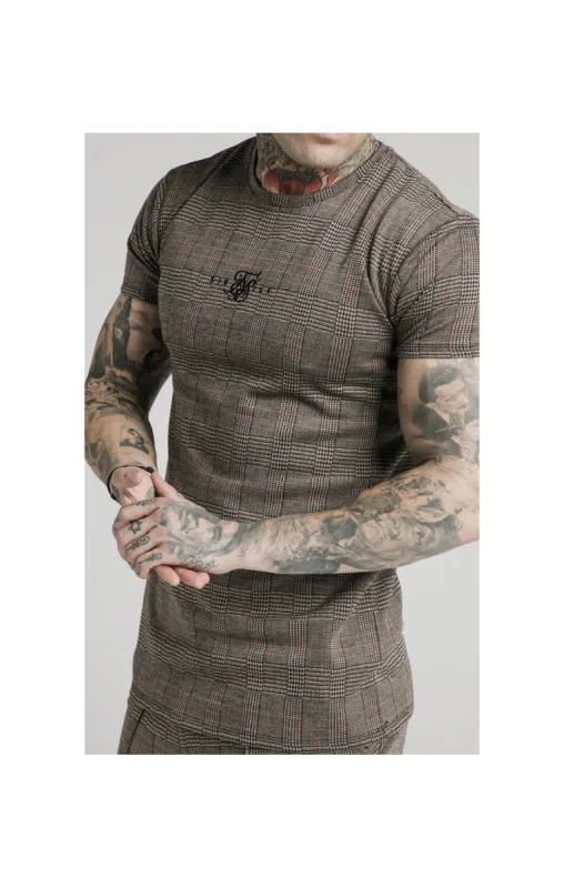 SikSilk S/S Smart Gym Tee – Brown Dogtooth sold by Siksilk