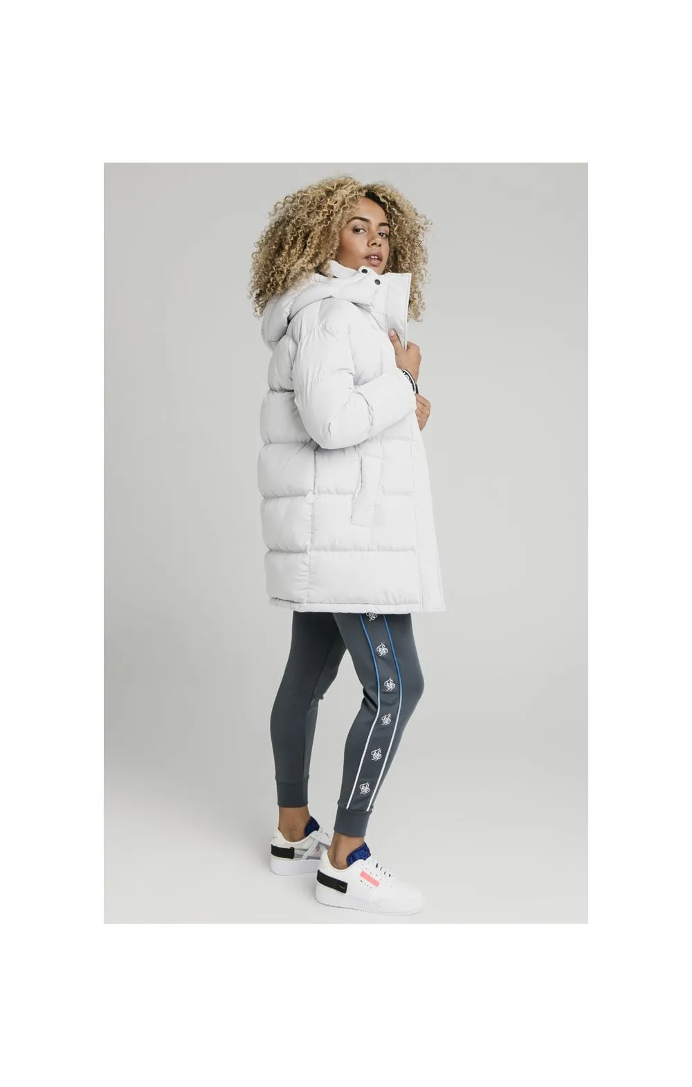 SikSilk Longline Padded Jacket - Light Grey sold by Siksilk product image thumbnail 4