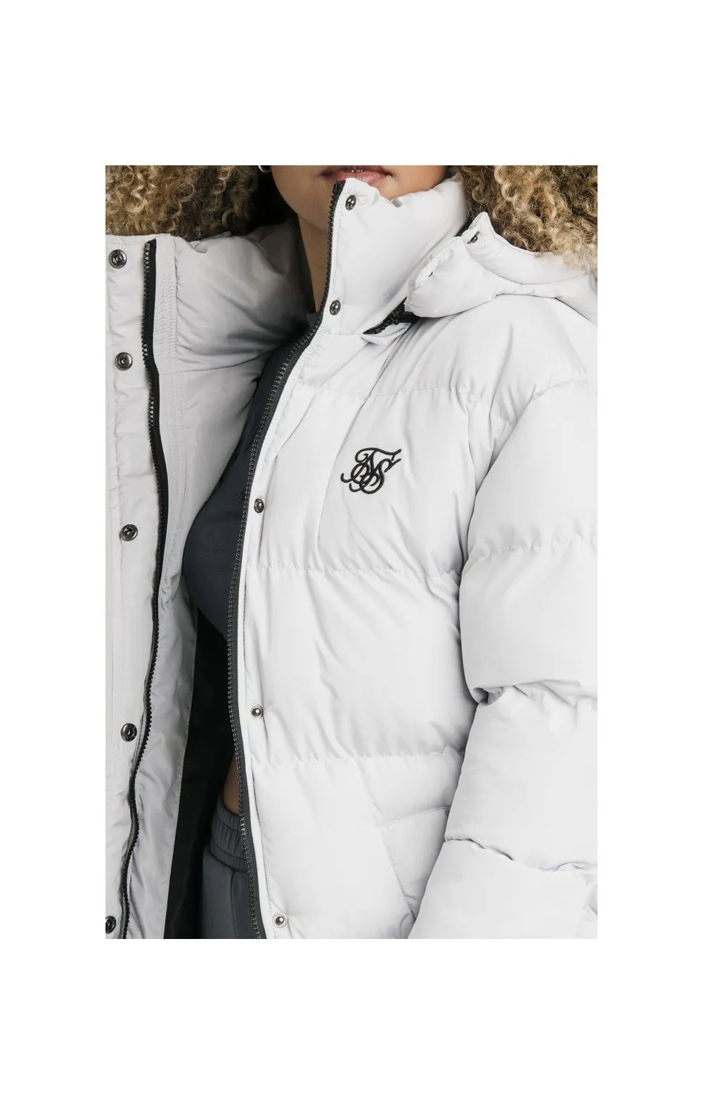 SikSilk Longline Padded Jacket - Light Grey sold by Siksilk product image thumbnail 2