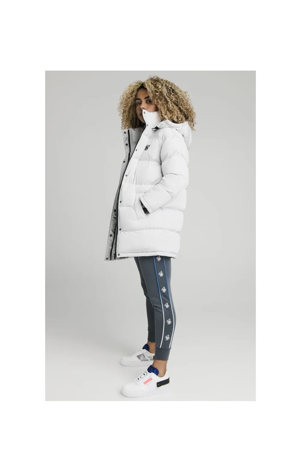 SikSilk Longline Padded Jacket - Light Grey sold by Siksilk product image thumbnail 5