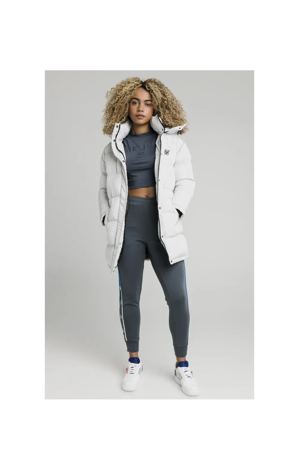 SikSilk Longline Padded Jacket - Light Grey sold by Siksilk product image thumbnail 3
