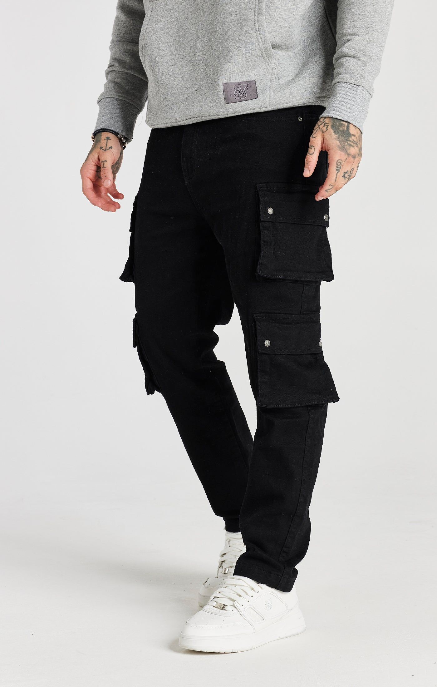 Black Loose Fit Cargo Pant sold by Siksilk