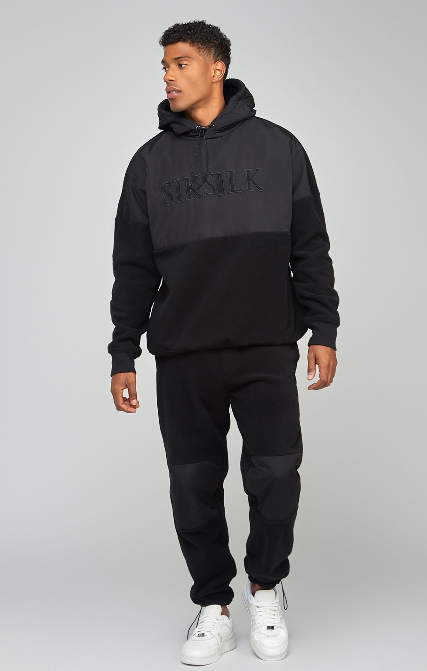 Black Polar Fleece Cut & Sew Overhead Hoodie sold by Siksilk product image thumbnail 3