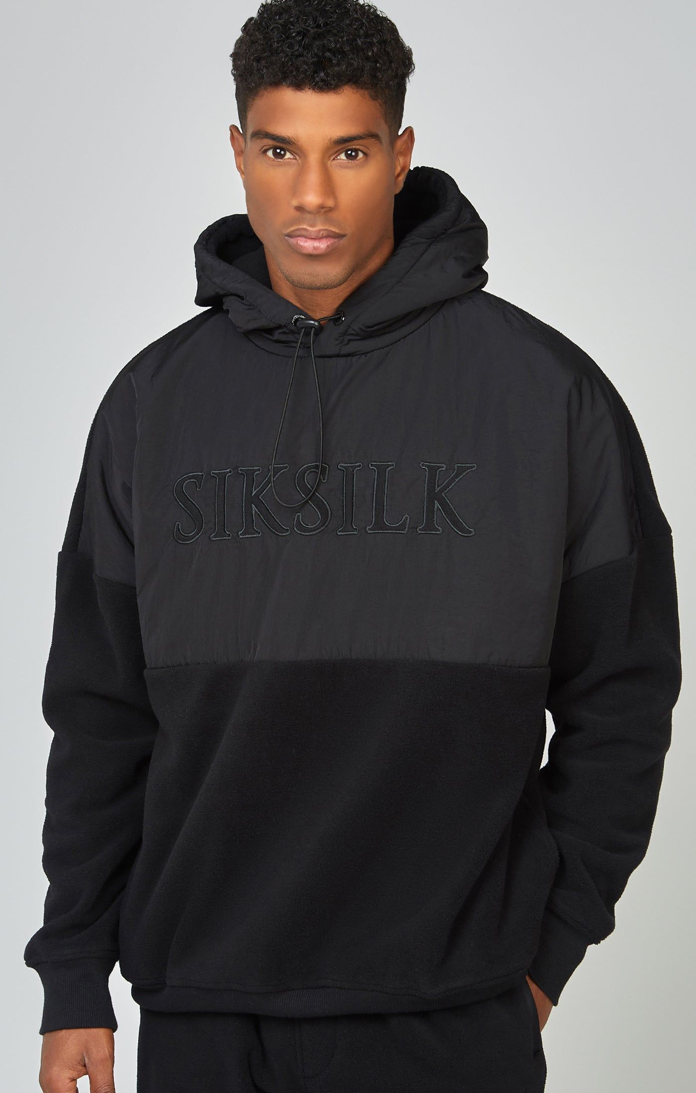 Black Polar Fleece Cut & Sew Overhead Hoodie sold by Siksilk