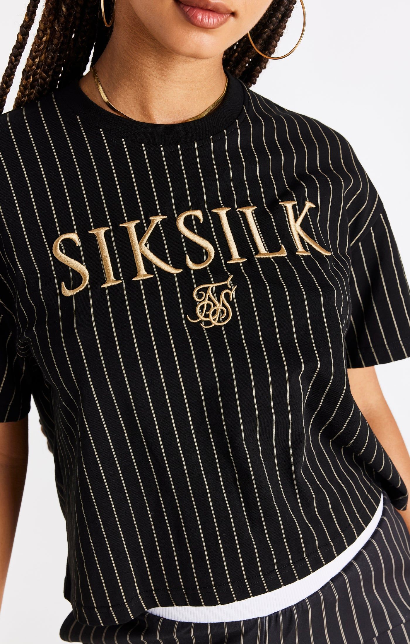 Black Pinstripe T-Shirt sold by Siksilk product image thumbnail 2