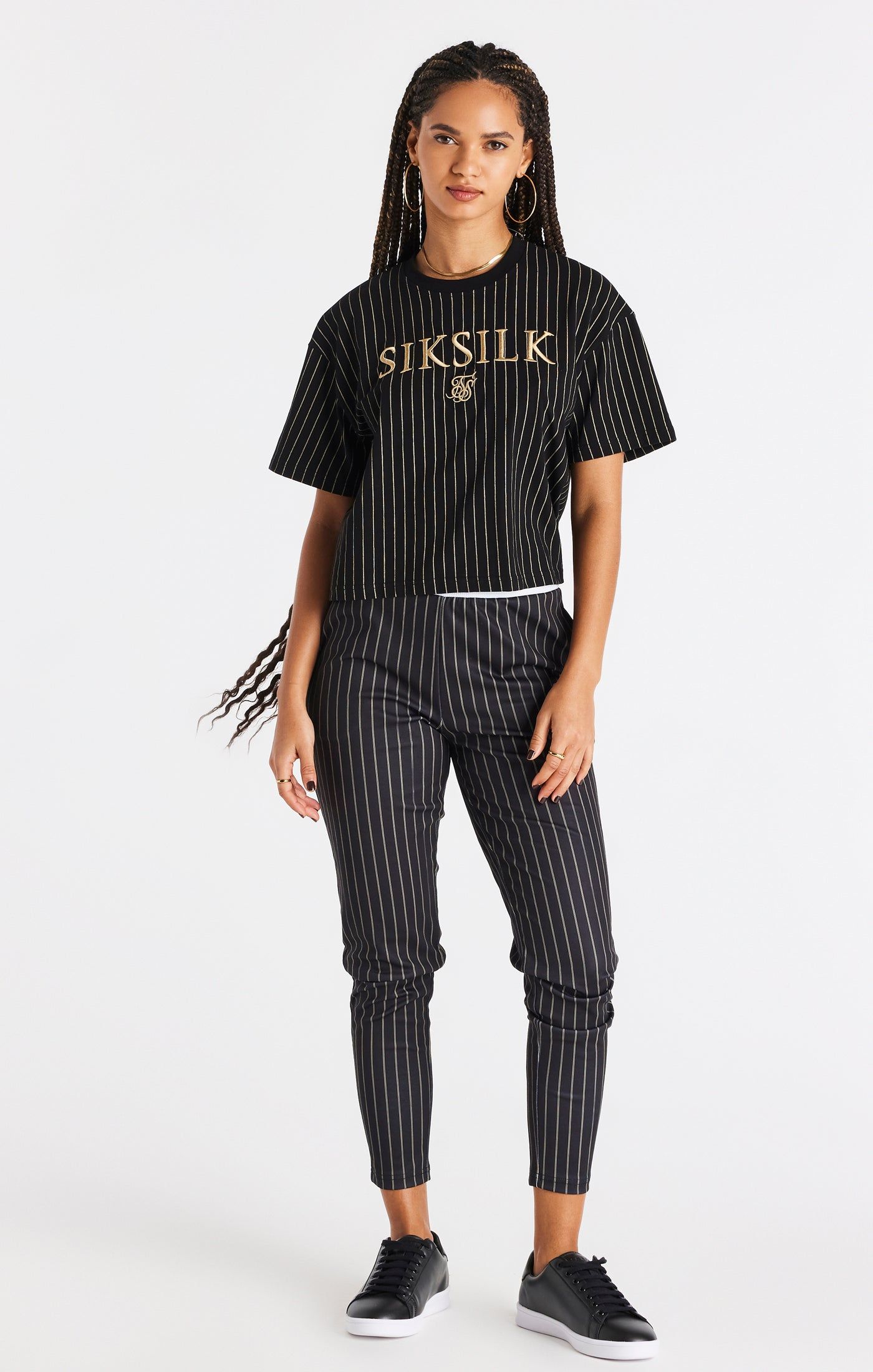 Black Pinstripe T-Shirt sold by Siksilk product image thumbnail 3