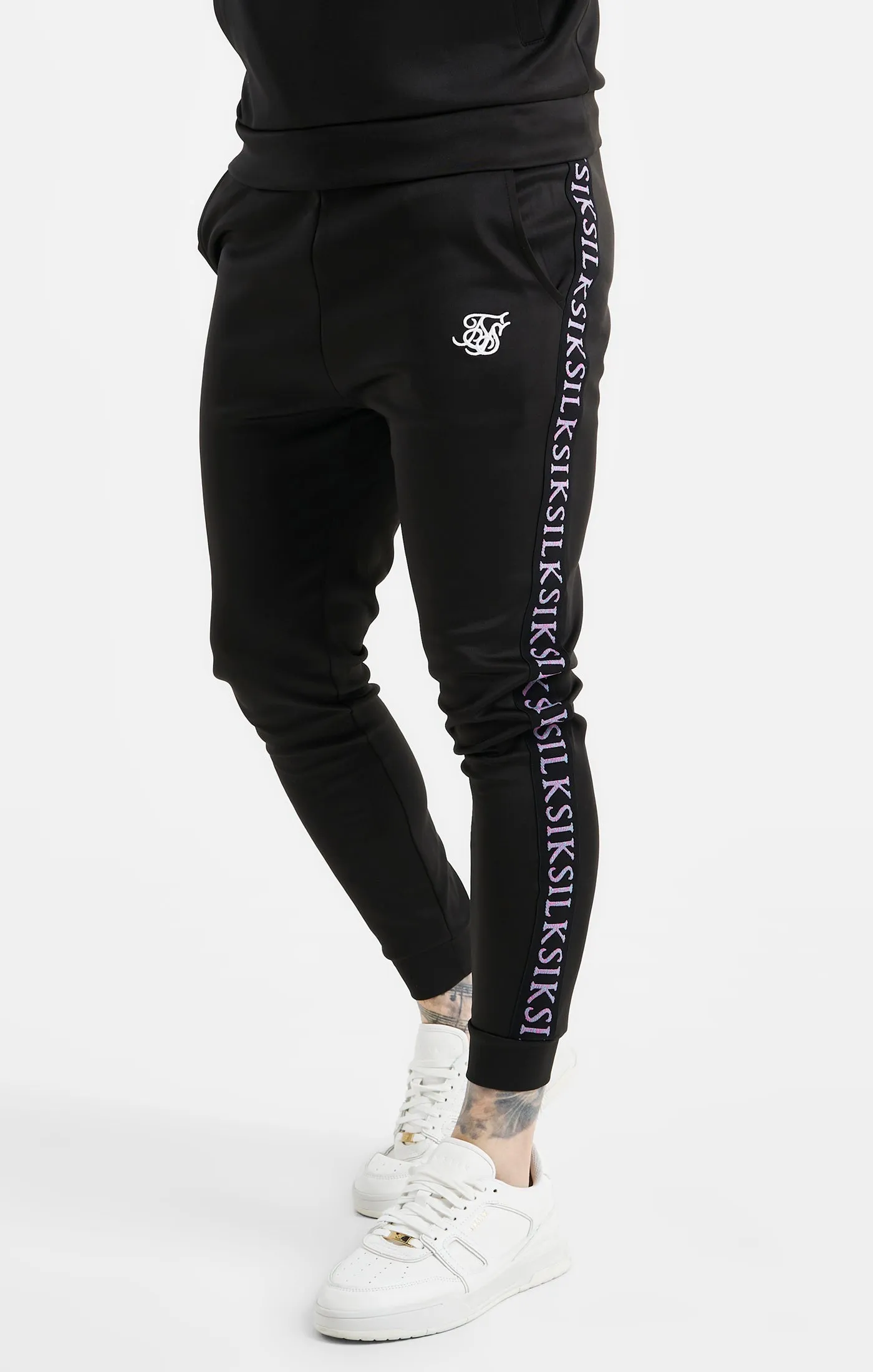 Black Taped Cuffed Jogger sold by Siksilk