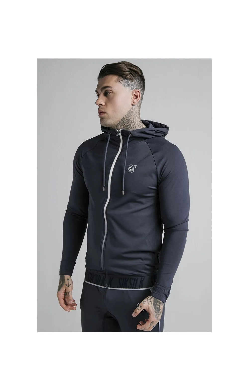 SikSilk Gravity Zip Through Hoodie - Navy sold by Siksilk