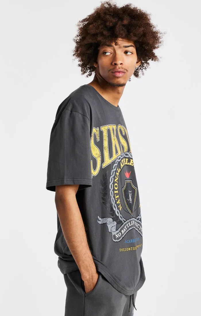 Grey Varsity Print Oversized T-Shirt sold by Siksilk product image thumbnail 2