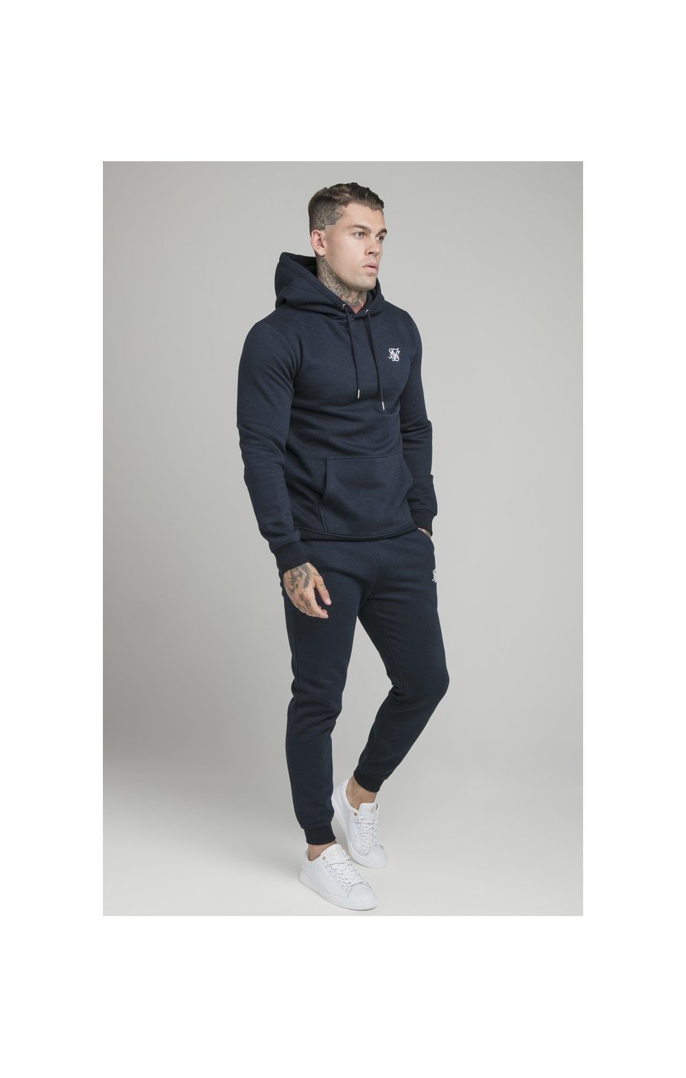 Navy Muscle Fit Overhead Hoodie sold by Siksilk product image thumbnail 3