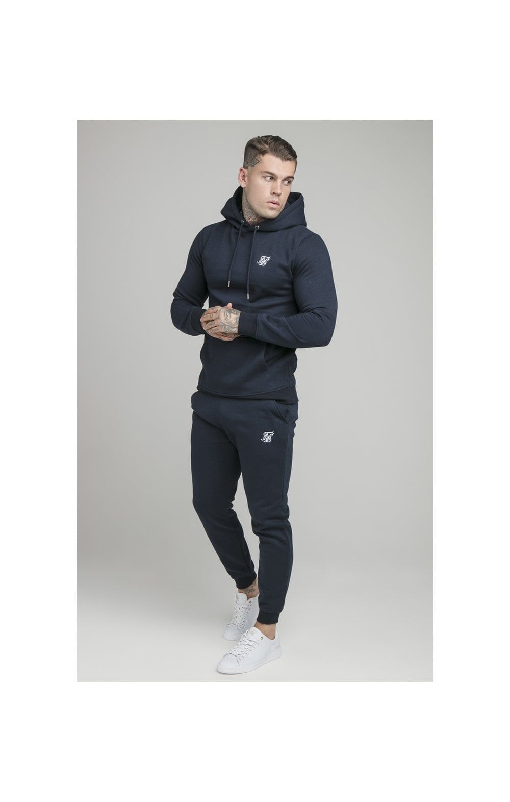 Navy Muscle Fit Overhead Hoodie sold by Siksilk product image thumbnail 4