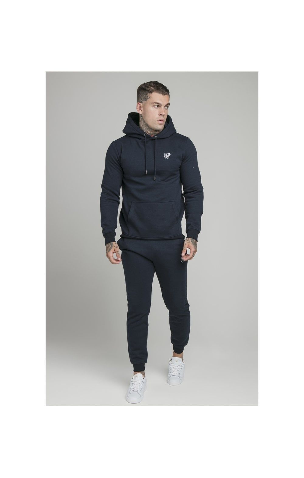 Navy Muscle Fit Overhead Hoodie sold by Siksilk product image thumbnail 5
