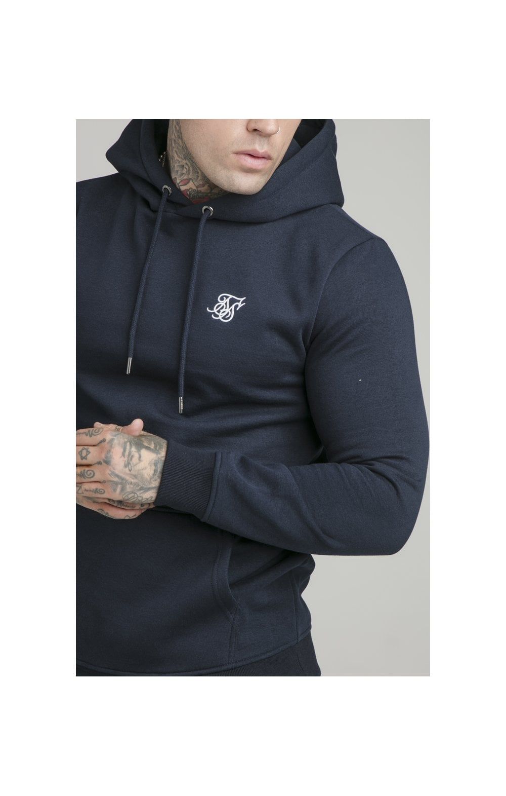 Navy Muscle Fit Overhead Hoodie sold by Siksilk product image thumbnail 2