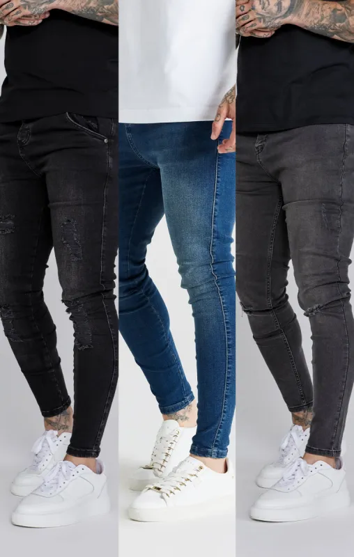Skinny Jeans Bundle Black/Grey/Blue sold by Siksilk