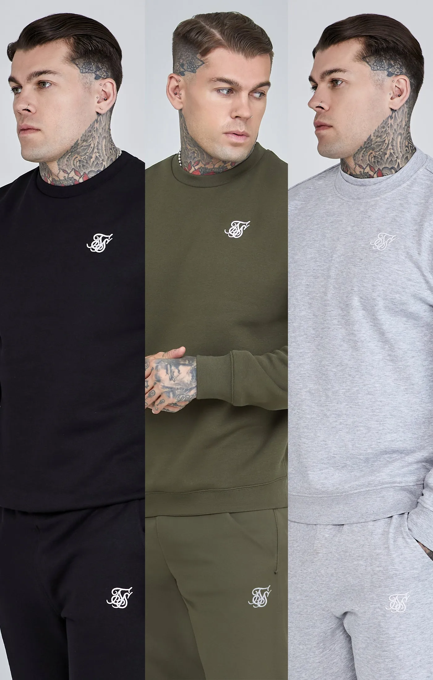 Essentials Sweatshirt Bundle Grey Marl/Khaki/Black sold by Siksilk