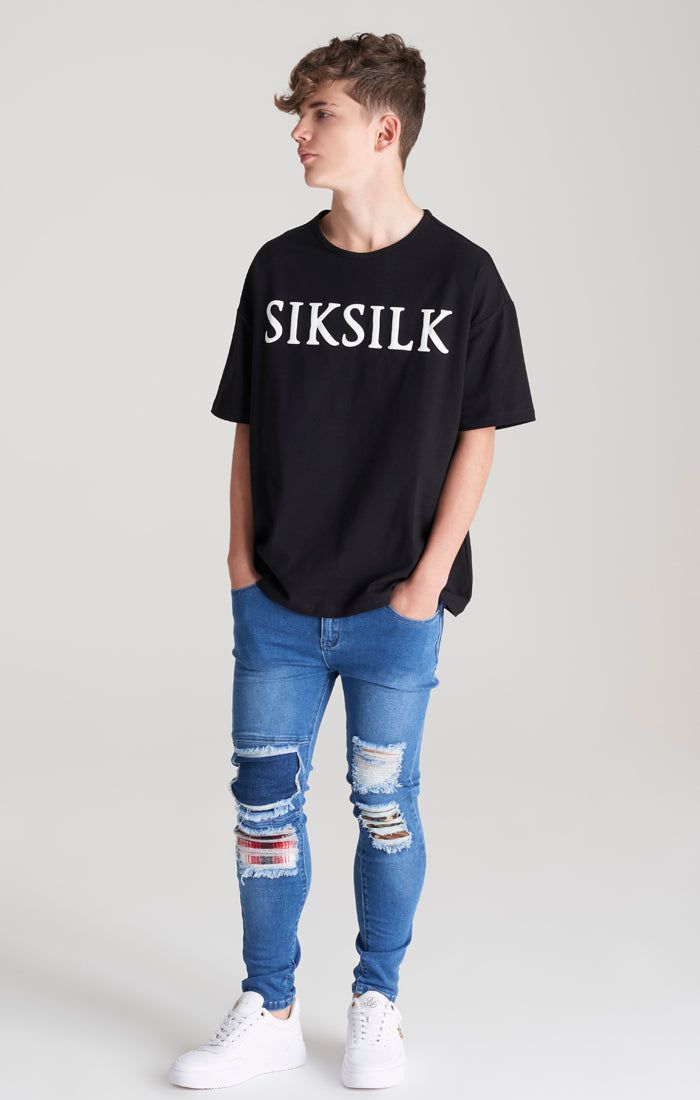 Boys Black Oversized T-Shirt sold by Siksilk product image thumbnail 4