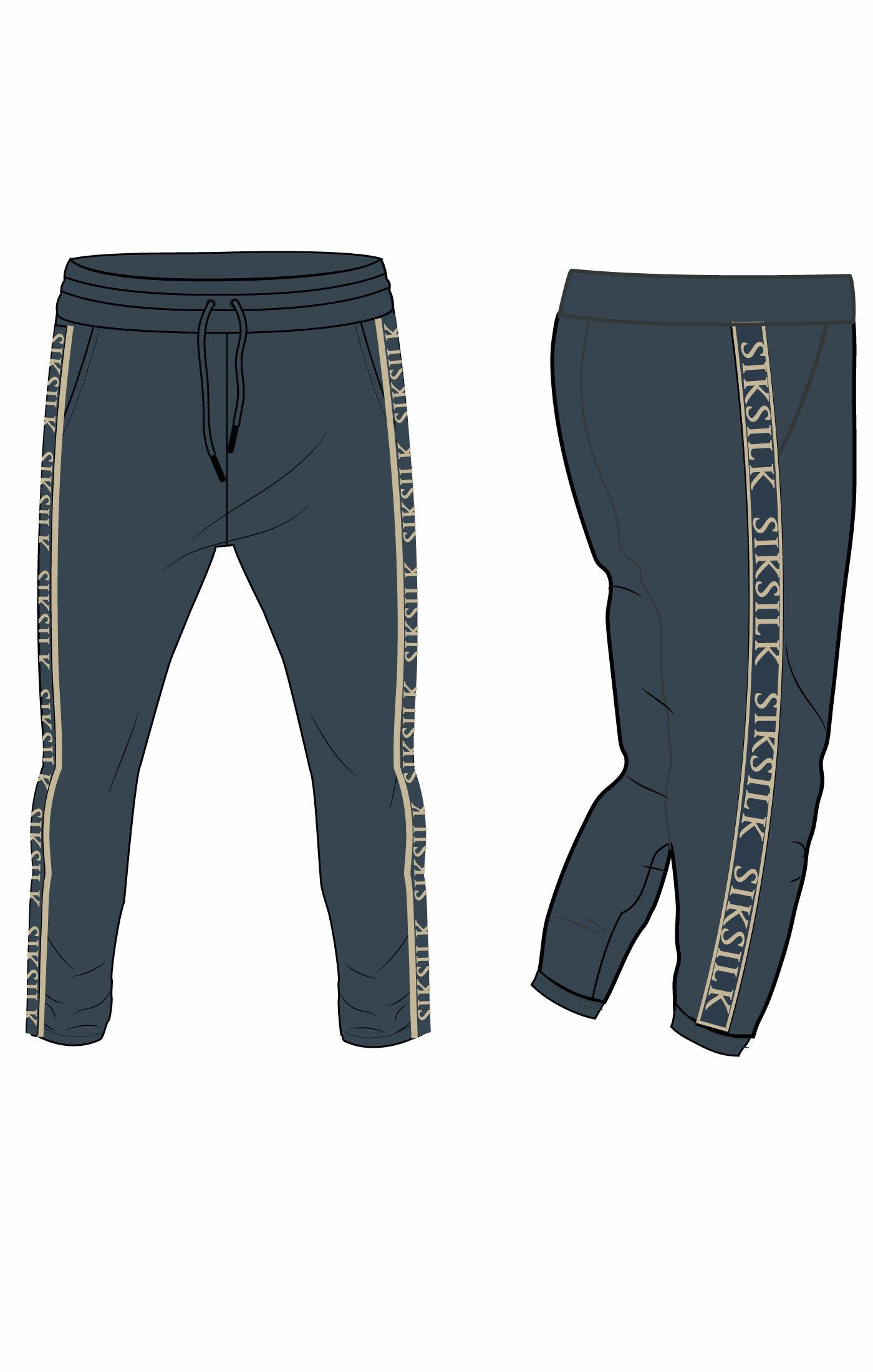 Navy Muscle Fit Taped Jogger sold by Siksilk