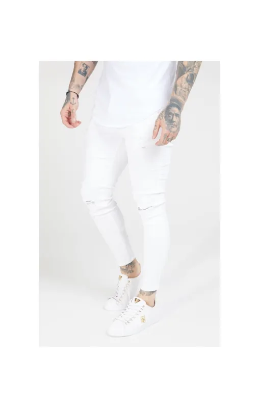 SikSilk Skinny Distressed Jeans – White sold by Siksilk
