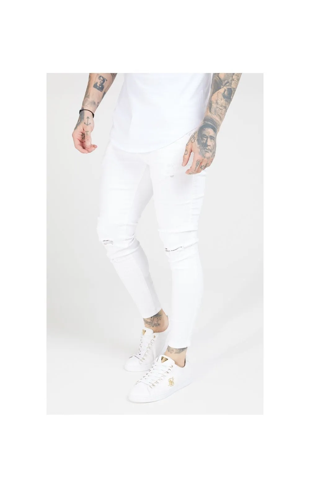 SikSilk Skinny Distressed Jeans – White sold by Siksilk