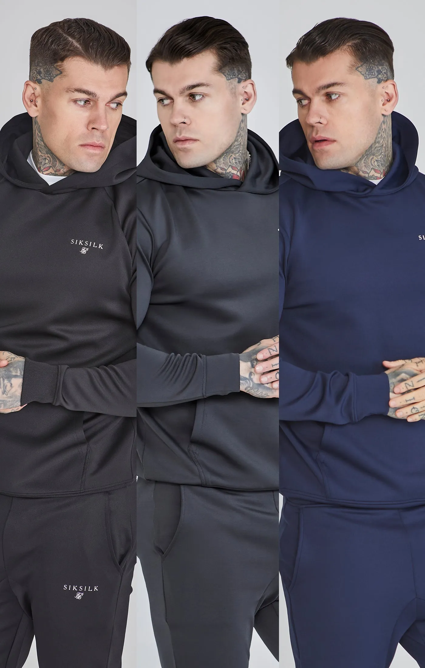 Essentials Poly Hoodie Bundle Black/Grey/Navy sold by Siksilk