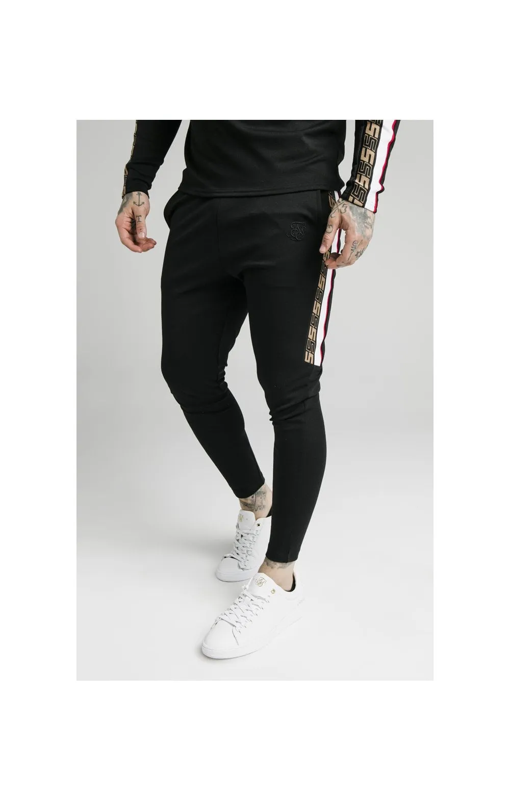 SikSilk Retro Jacquard Athlete Pants - Black sold by Siksilk