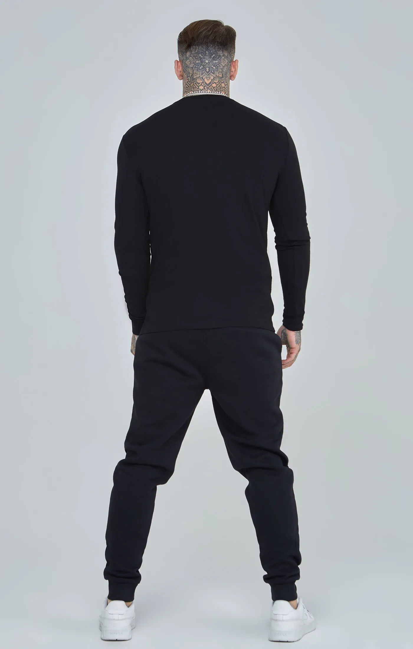 Black Essential Long Sleeve Muscle Fit T-Shirt sold by Siksilk product image thumbnail 5