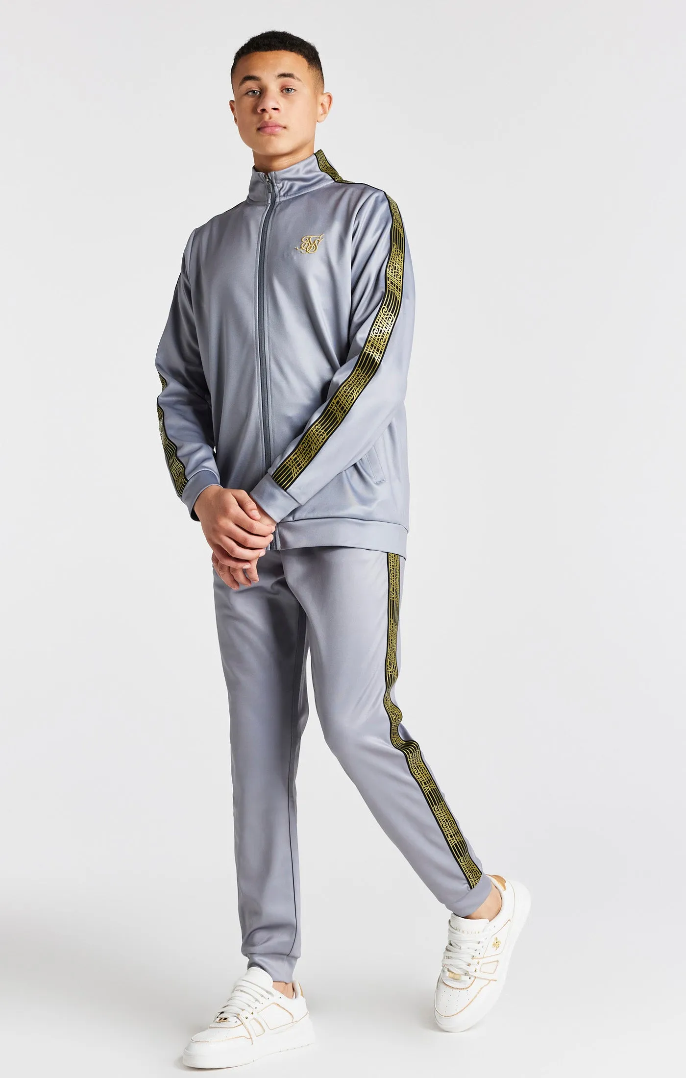 Boys Grey Taped Funnel Neck Zip Thru sold by Siksilk product image thumbnail 3