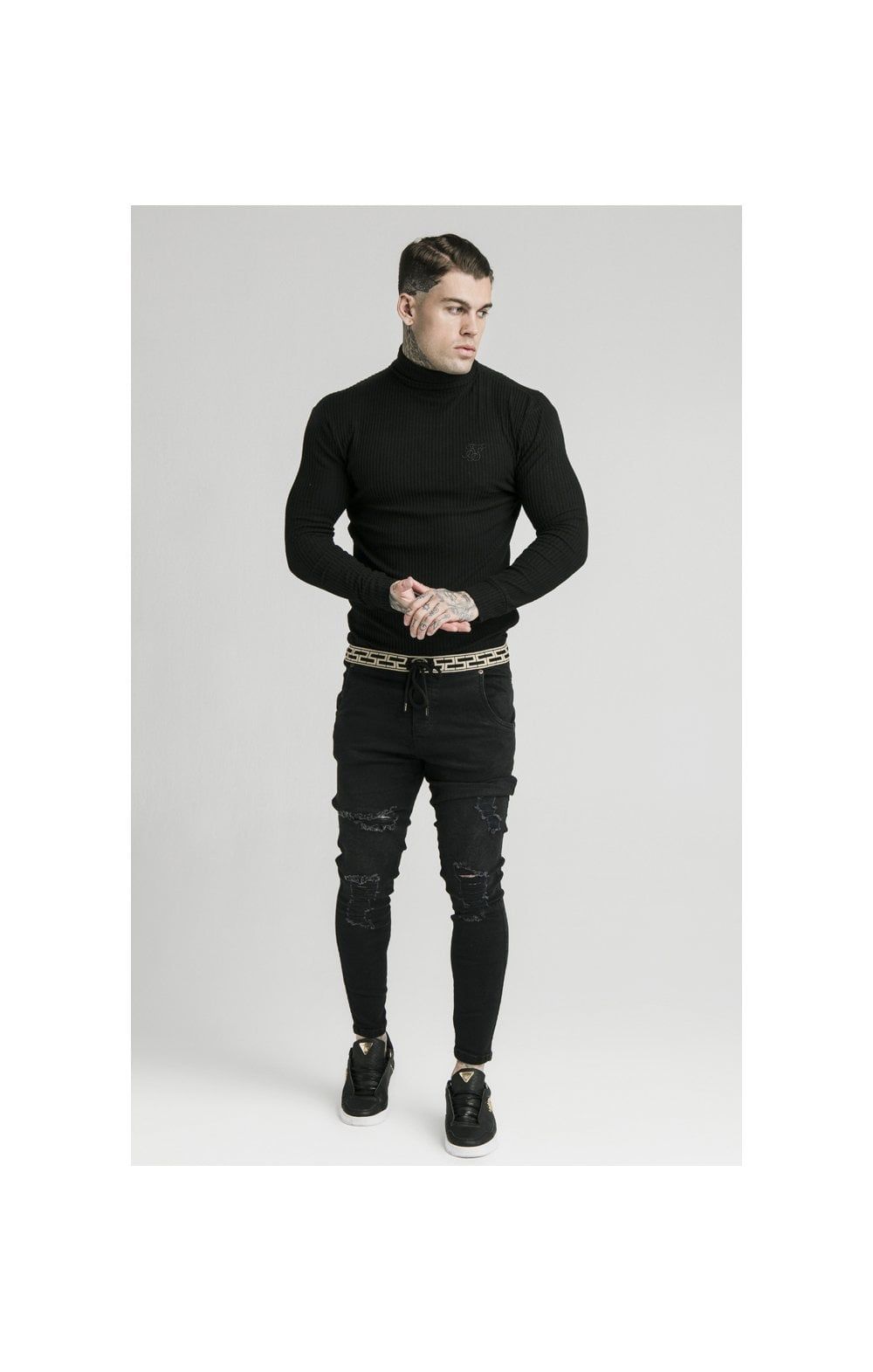 SikSilk L/S Brushed Rib Knit Turtle Neck - Black sold by Siksilk product image thumbnail 2