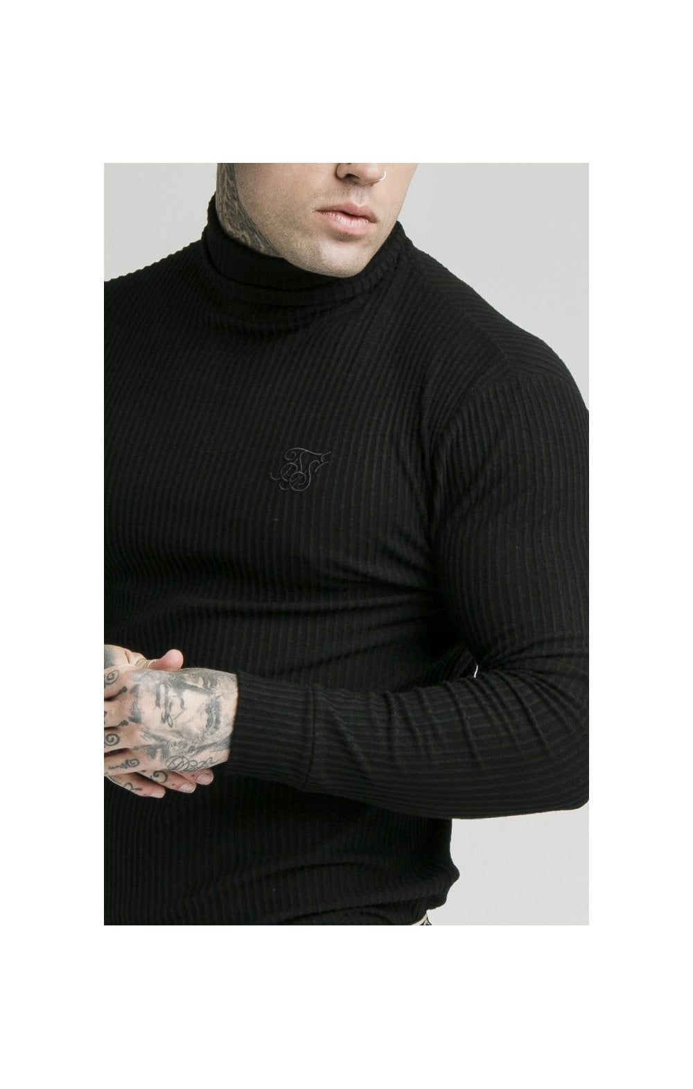 SikSilk L/S Brushed Rib Knit Turtle Neck - Black sold by Siksilk product image thumbnail 5