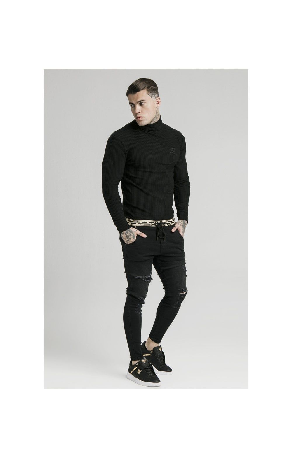 SikSilk L/S Brushed Rib Knit Turtle Neck - Black sold by Siksilk product image thumbnail 3